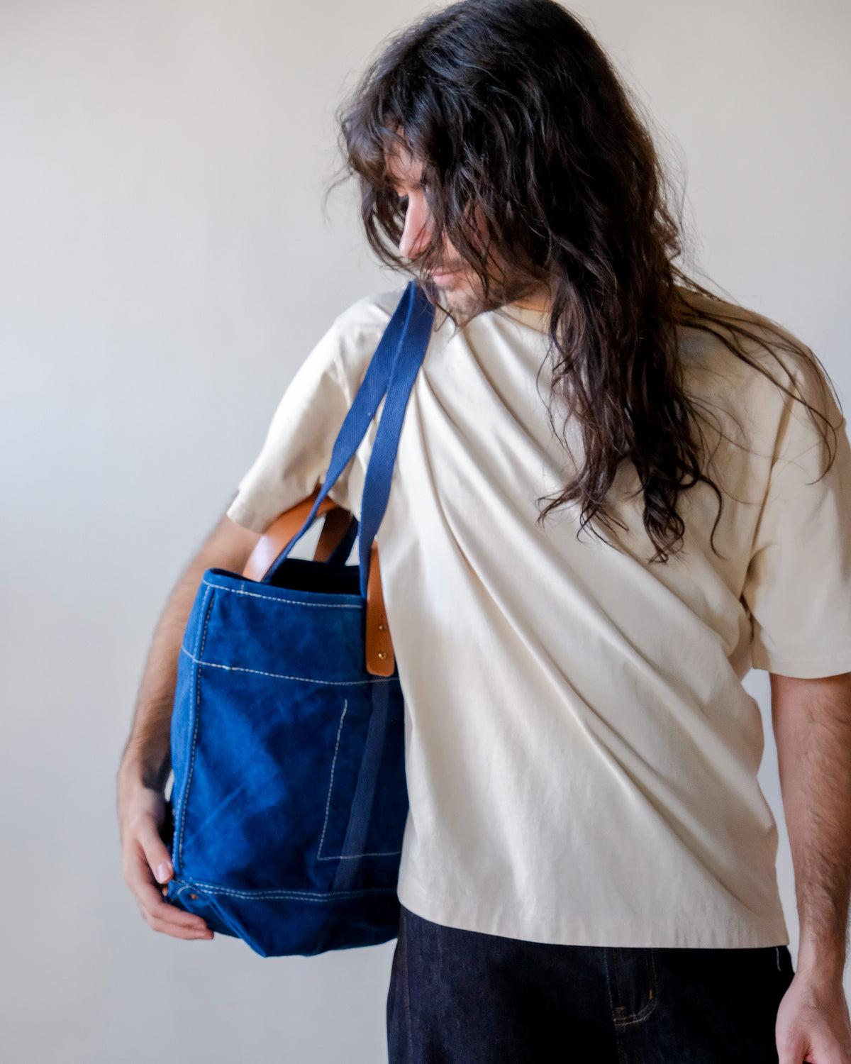 Small East West Tote in Indigo