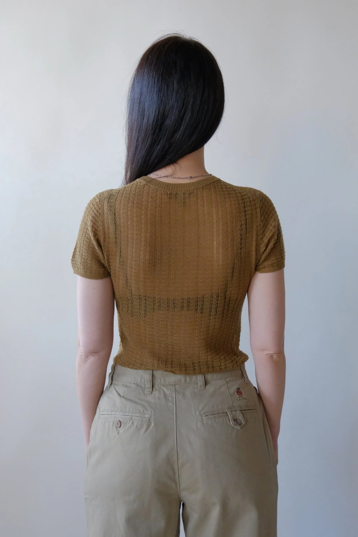 Rhye Pointelle Knit Tee in Olive