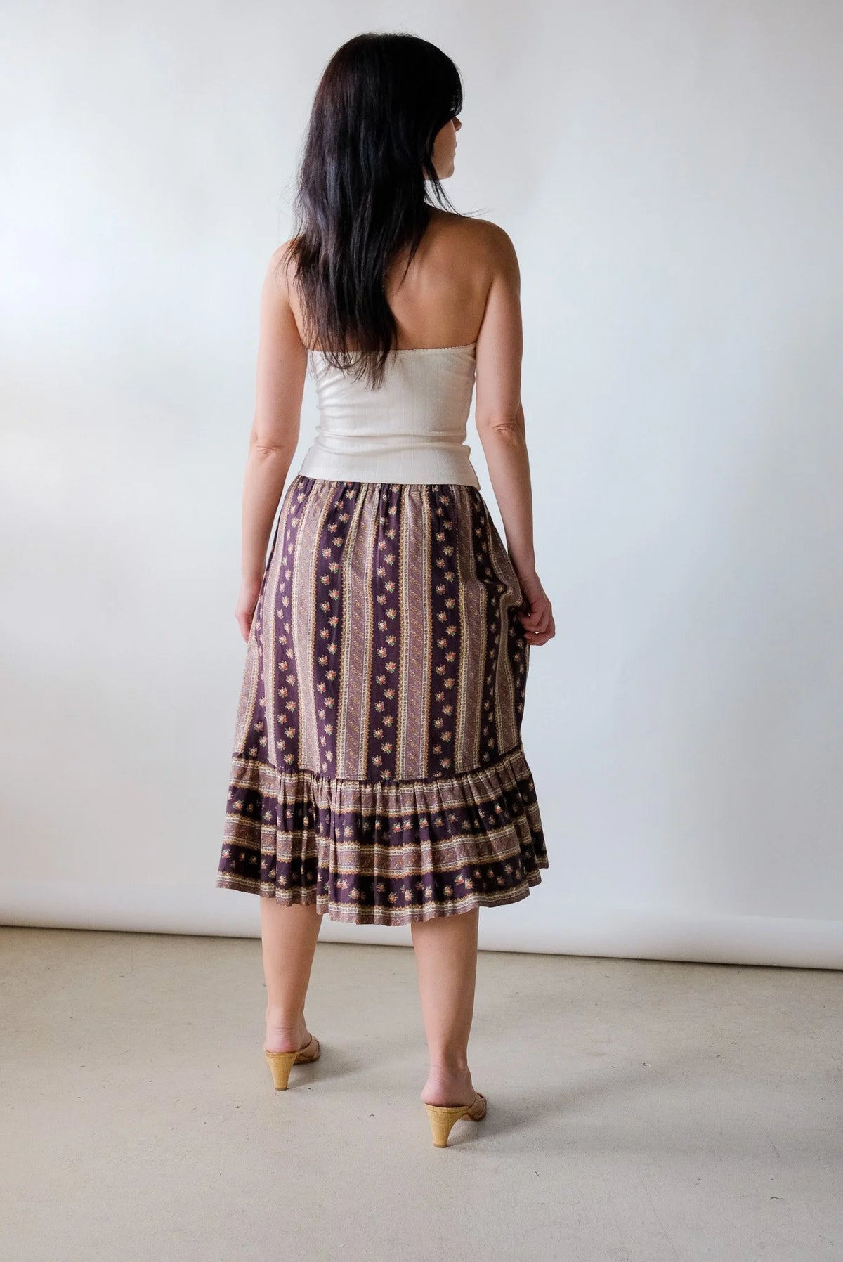 70s Floral Prairie Skirt