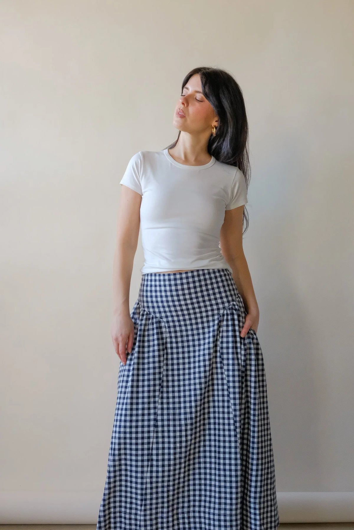 Skye Navy Gingham Skirt