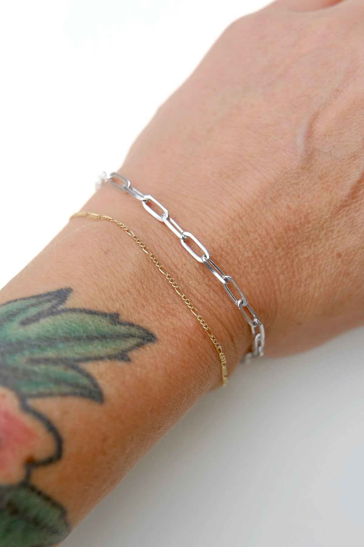 Thin Paperclip Bracelet in Silver