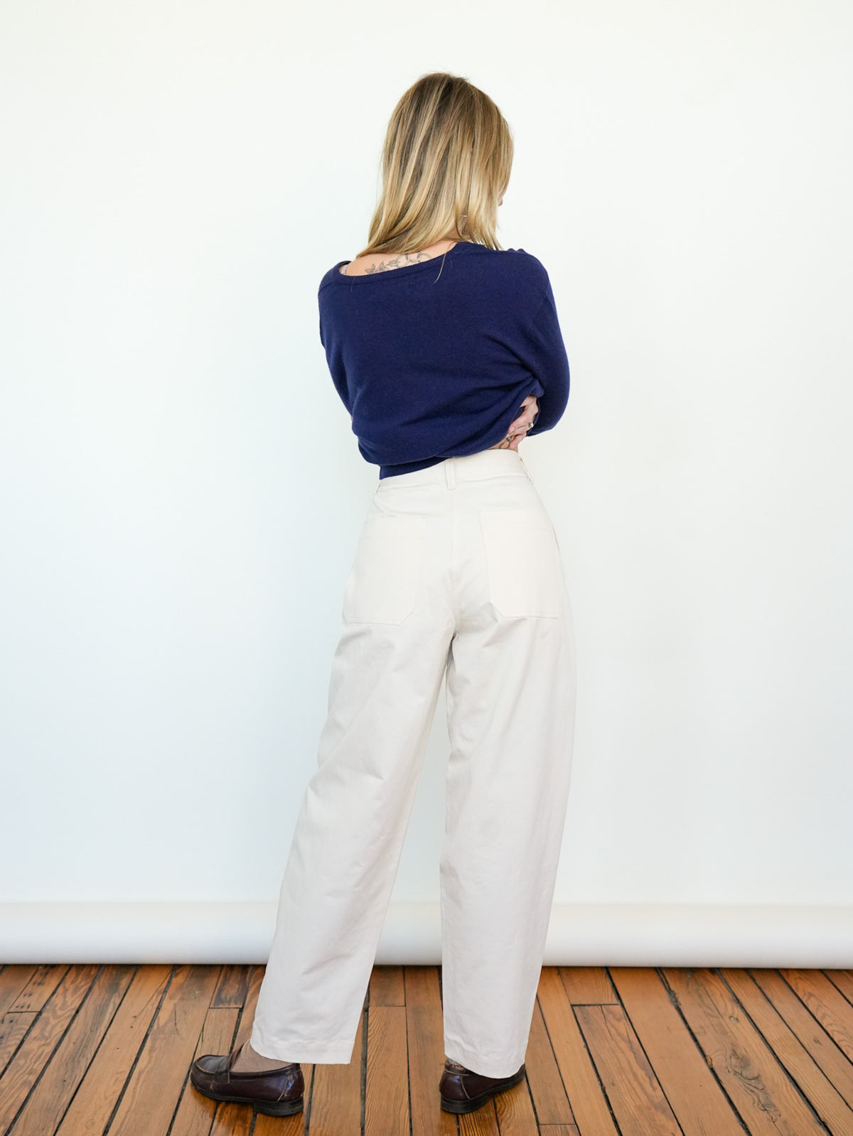 Cotton Barrel Pant in Cream