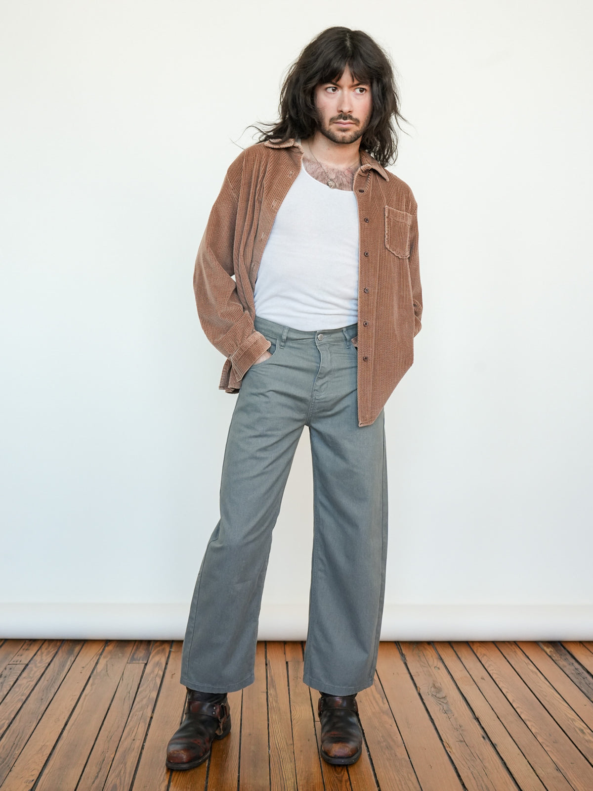 Umber Corduroy Button Up