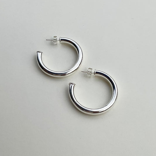 Rosewood Collection Large Tube Hoop - Silver