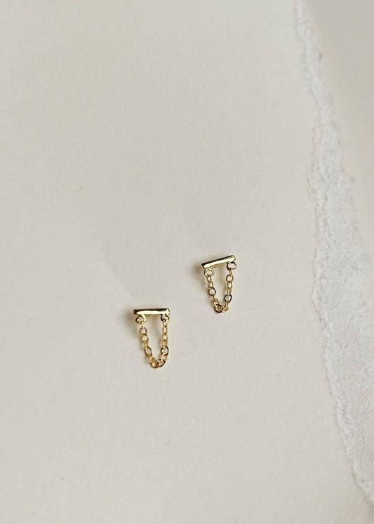 Bar Chain Studs in Gold