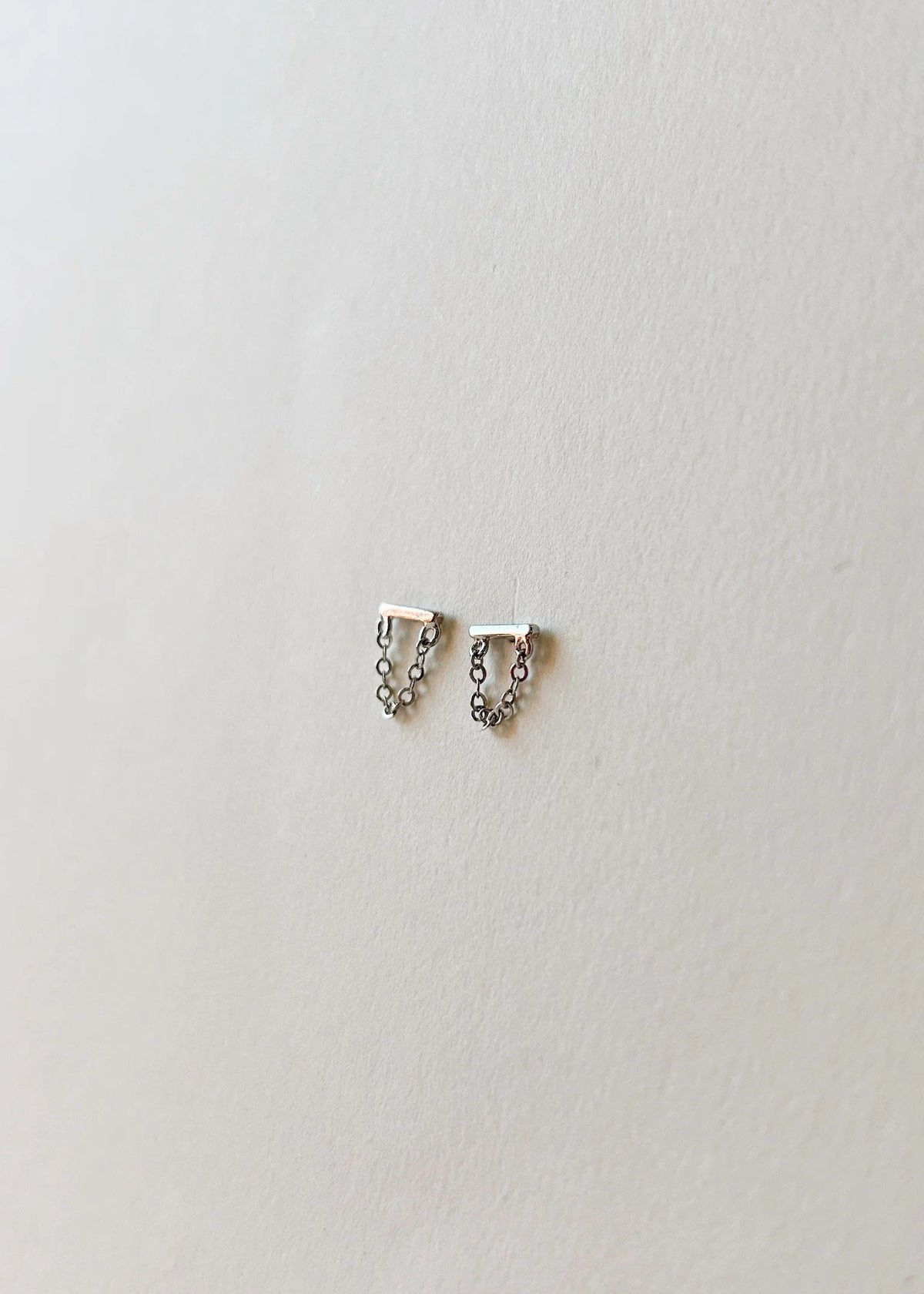 Silver Bar Chain Studs