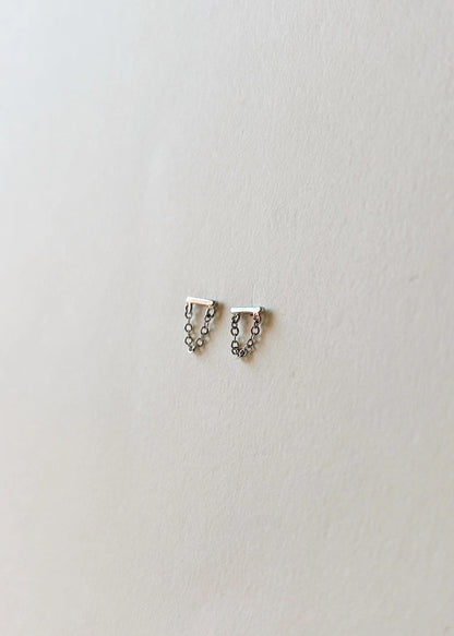 Silver Bar Chain Studs