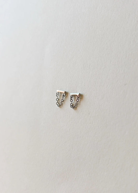 Silver Bar Chain Studs
