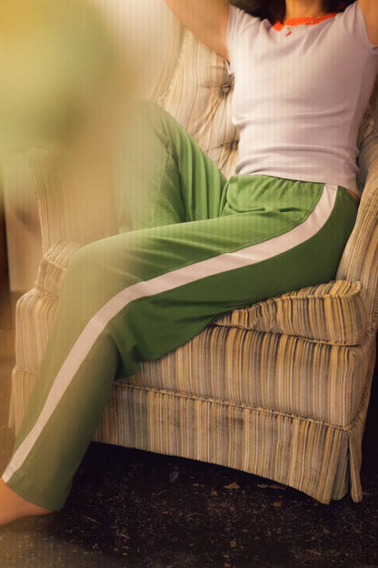 Pointelle Track Pant in Chive