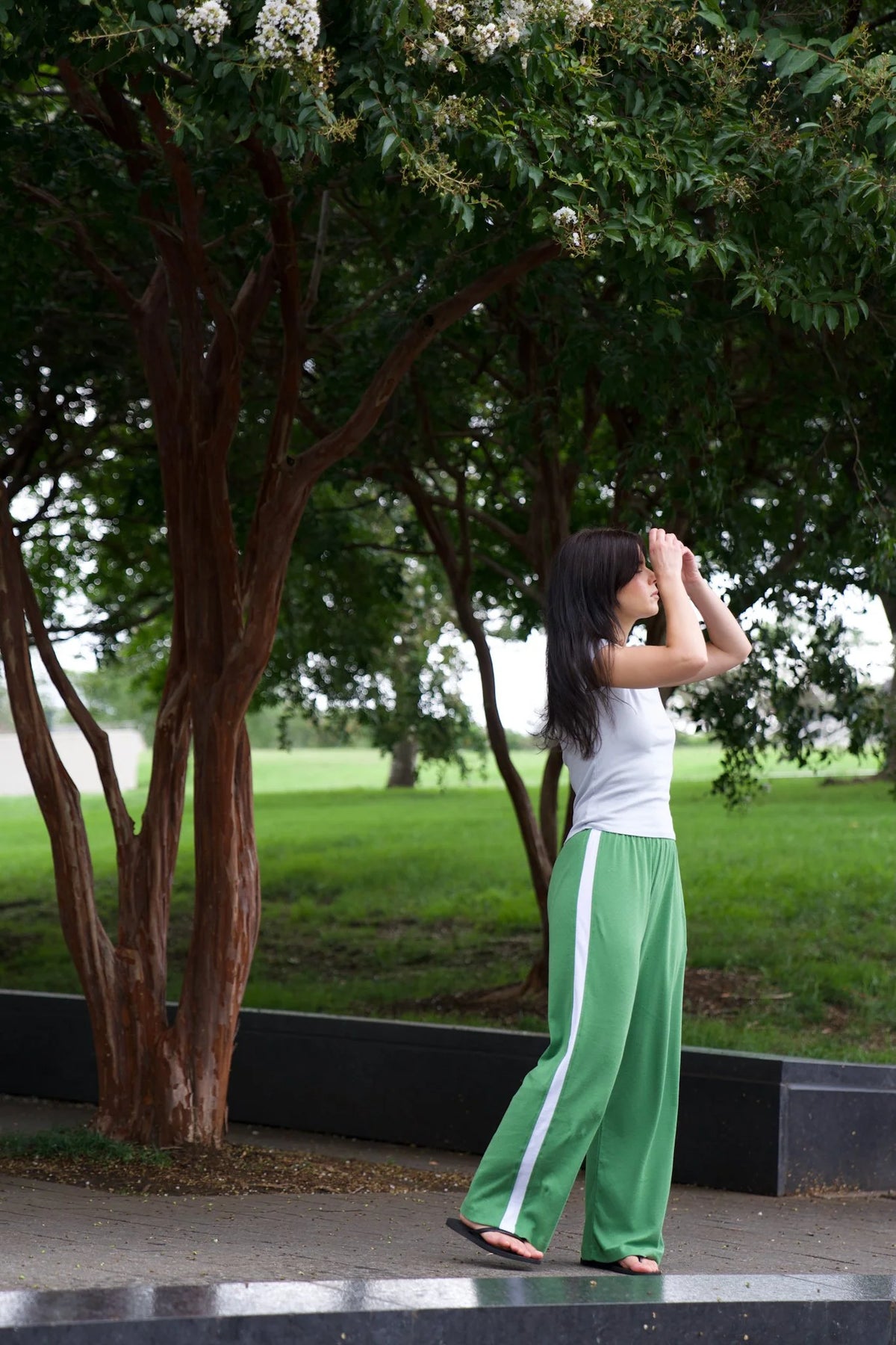 Pointelle Track Pant in Chive