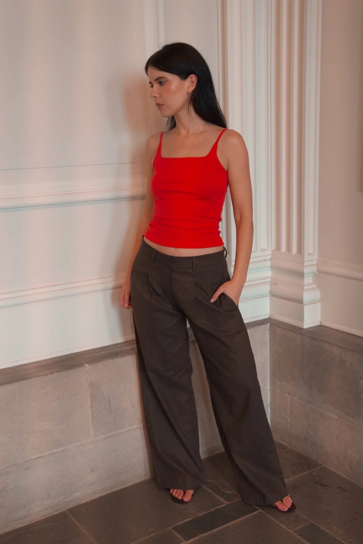 Square Organic Camisole in Tomato
