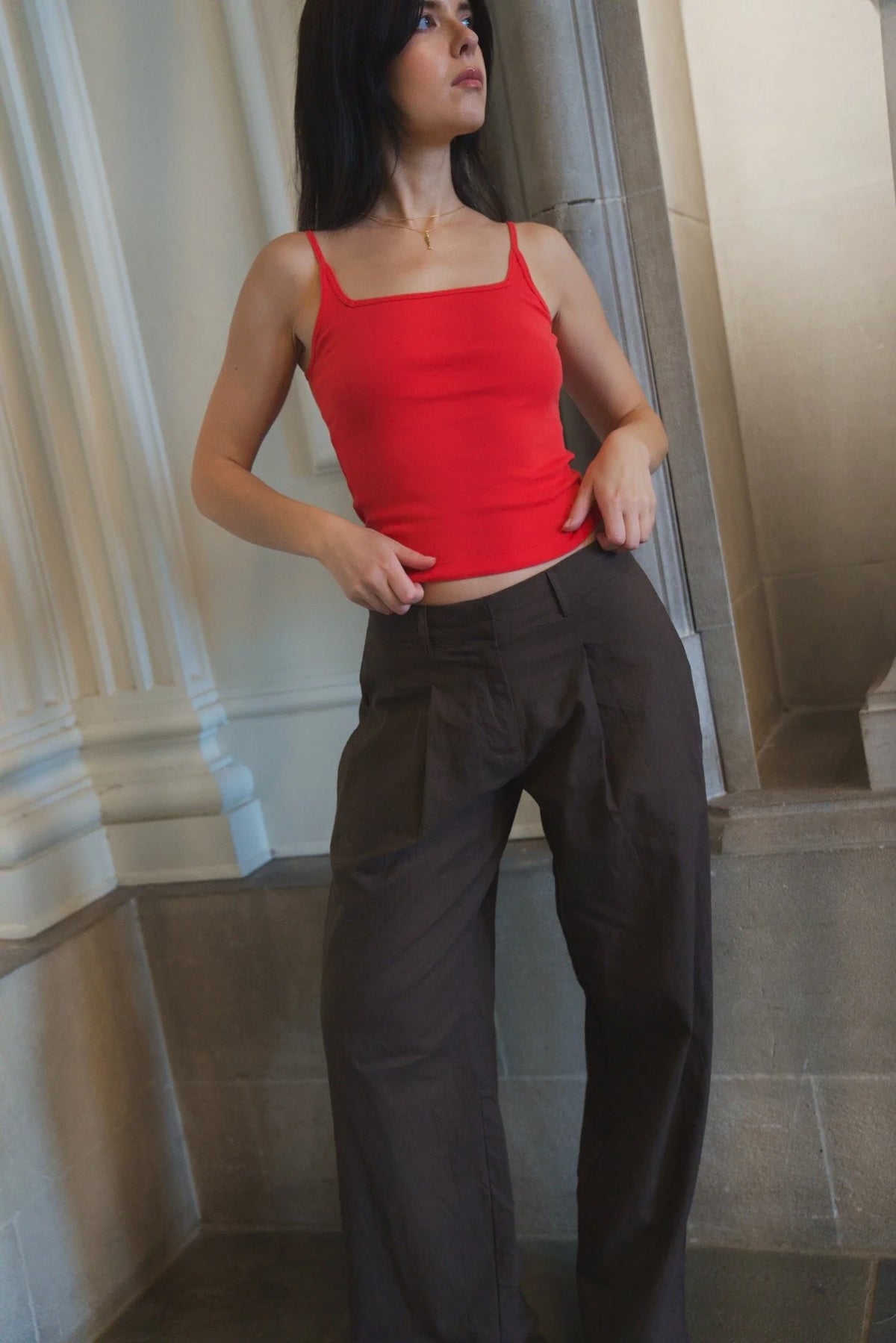Square Organic Camisole in Tomato