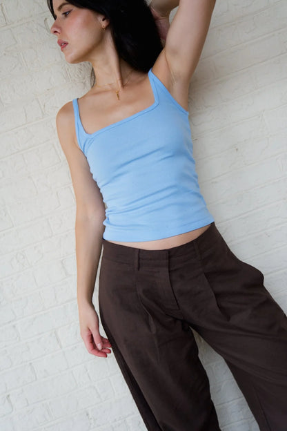 Square Organic Camisole in French Blue