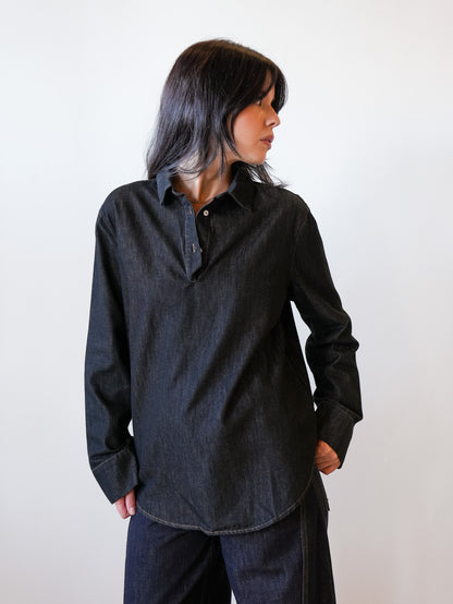 Henri Denim Pullover in Black Chambray