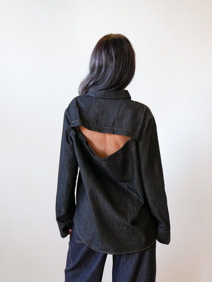 Henri Denim Pullover in Black Chambray
