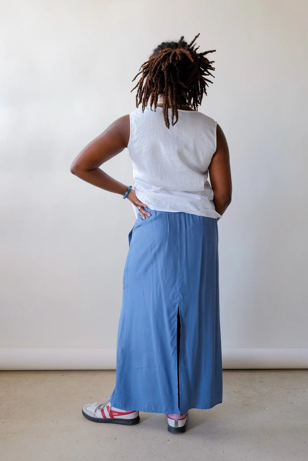 Mijeong Park Drawstring Midi Skirt in Blue