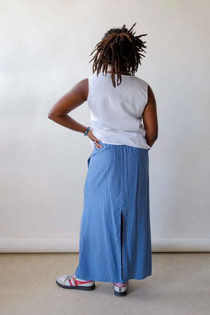 Mijeong Park Drawstring Midi Skirt in Blue