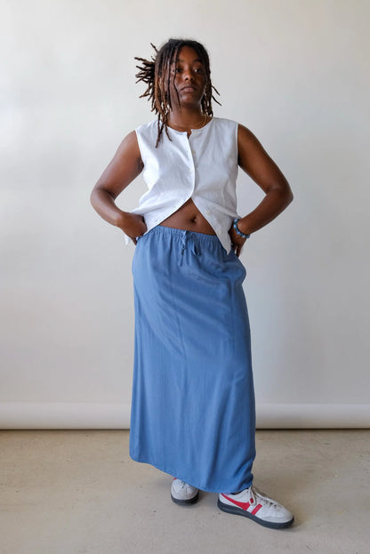 Mijeong Park Drawstring Midi Skirt in Blue