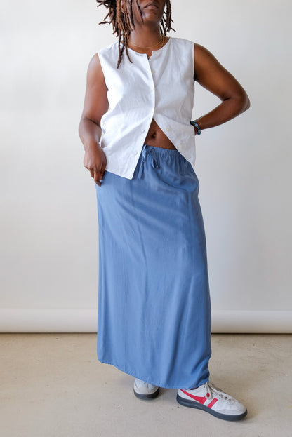 Mijeong Park Drawstring Midi Skirt in Blue
