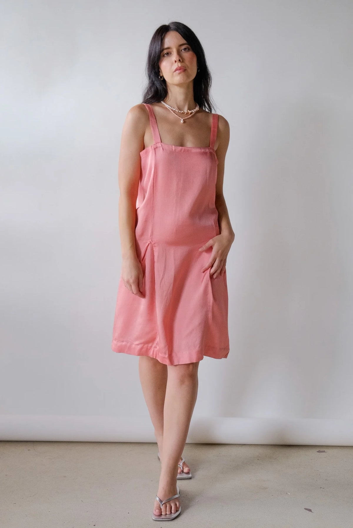 Bubblegum Silk Slip Dress