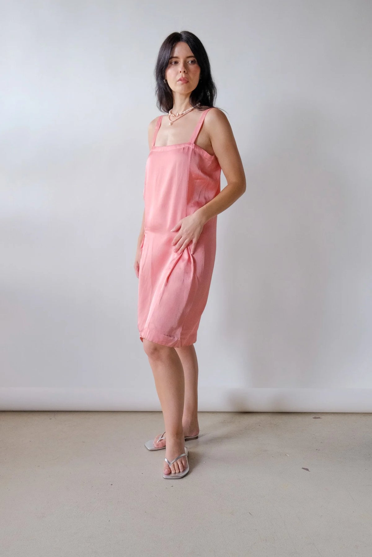 Bubblegum Silk Slip Dress
