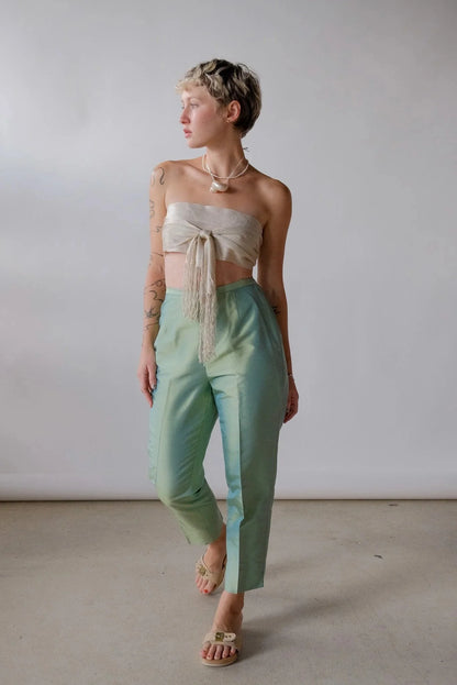 Iridescent Mint Silk Pants