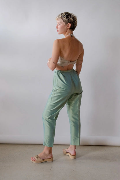 Iridescent Mint Silk Pants
