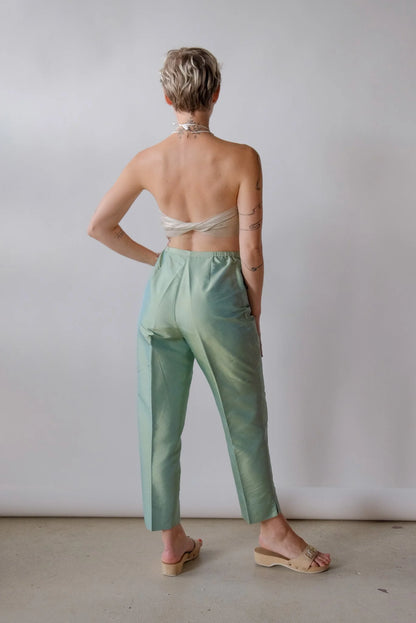 Iridescent Mint Silk Pants