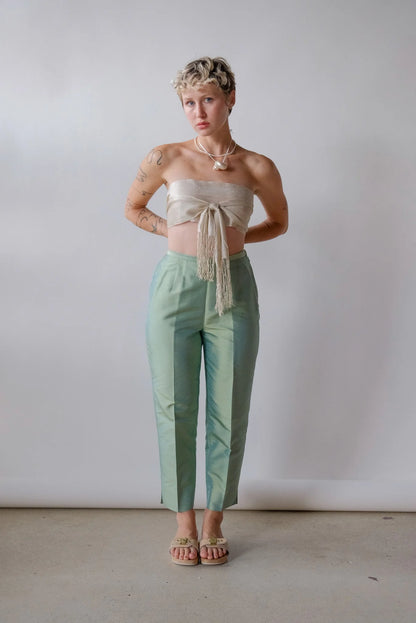 Iridescent Mint Silk Pants