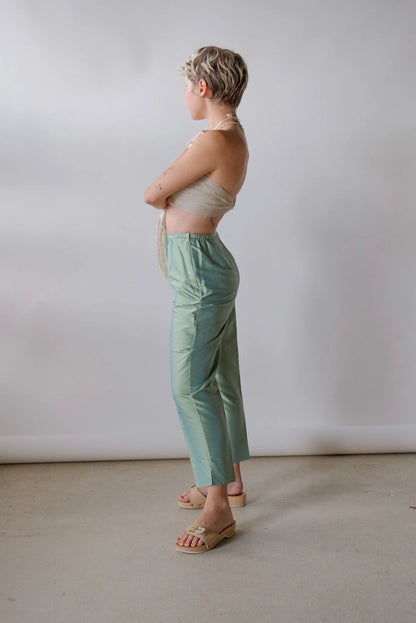 Iridescent Mint Silk Pants