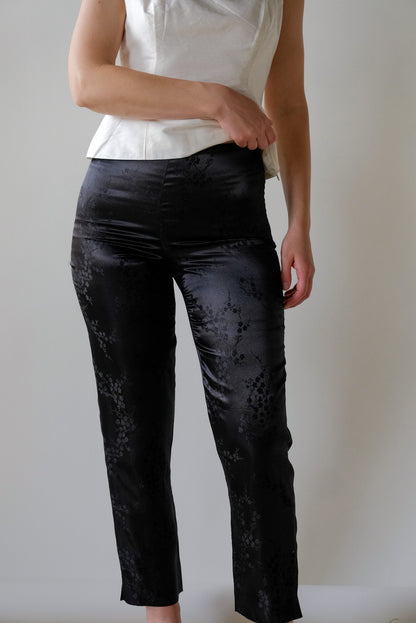 Onyx Satin Embossed Pants