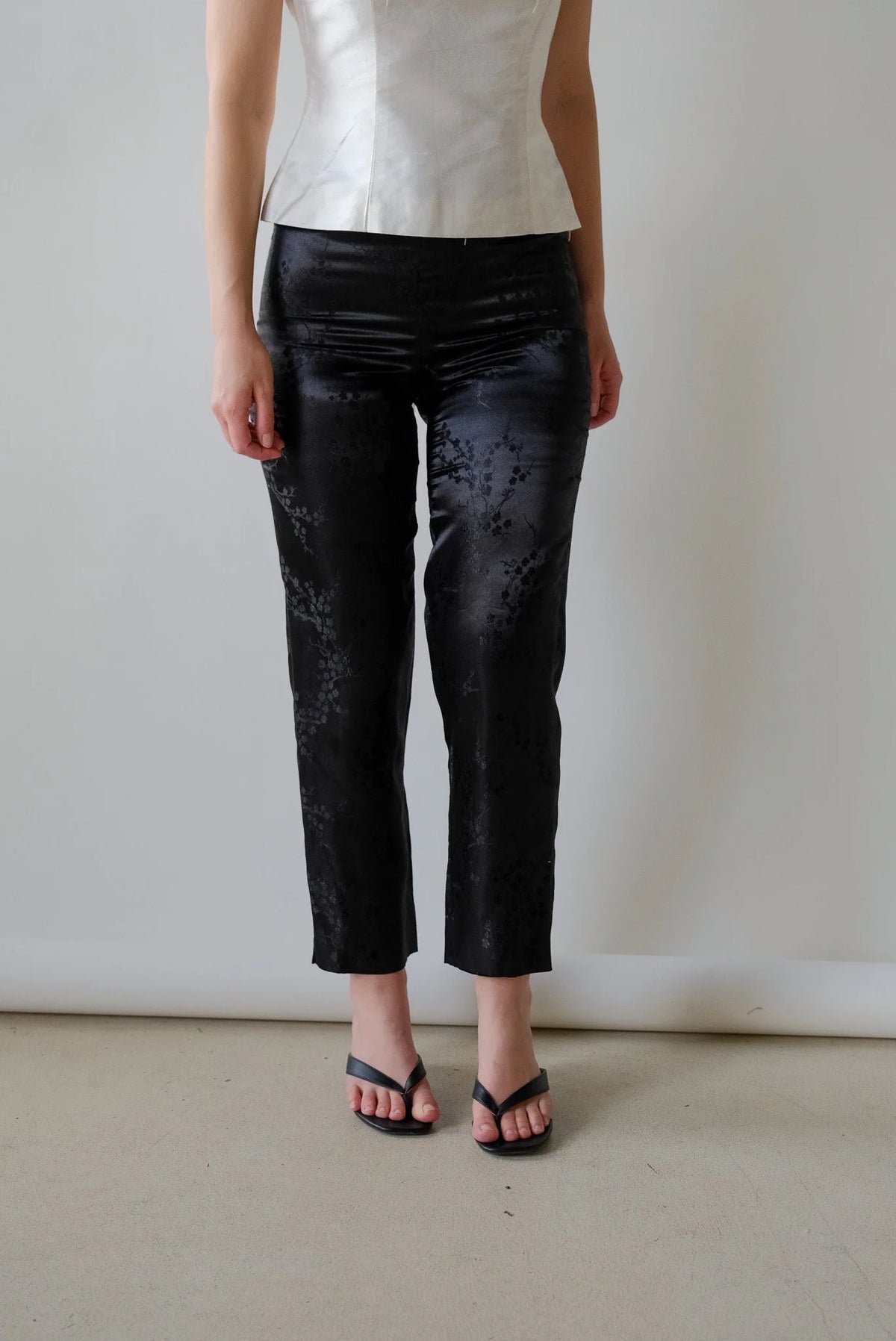Onyx Satin Embossed Pants