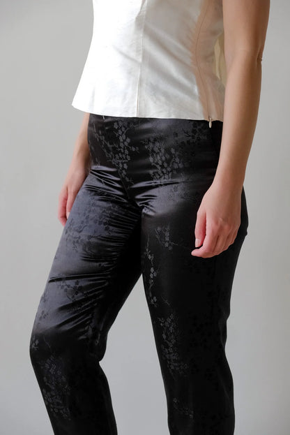 Onyx Satin Embossed Pants