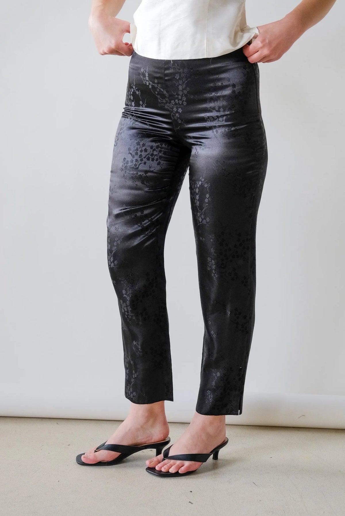 Onyx Satin Embossed Pants
