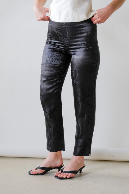 Onyx Satin Embossed Pants