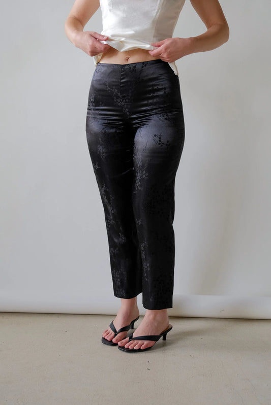 Onyx Satin Embossed Pants