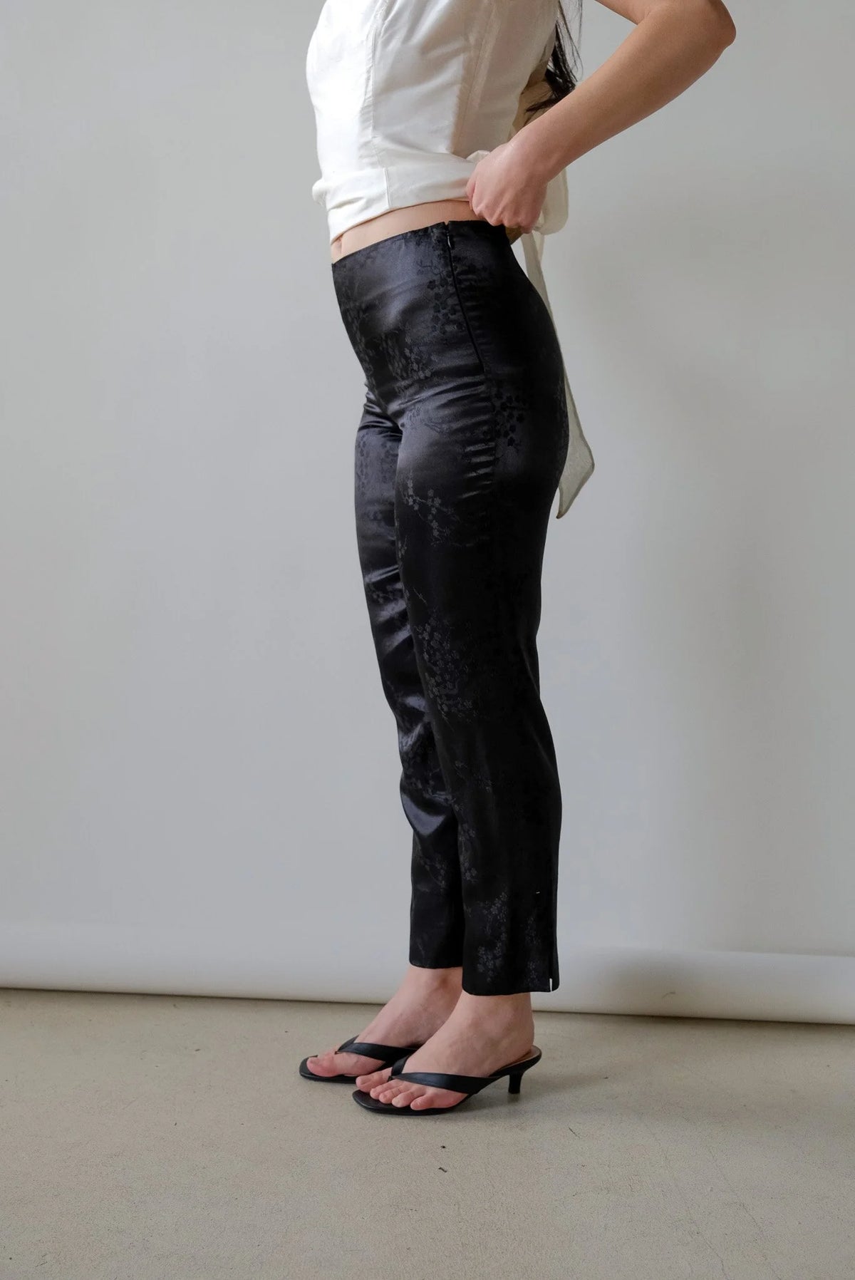 Onyx Satin Embossed Pants