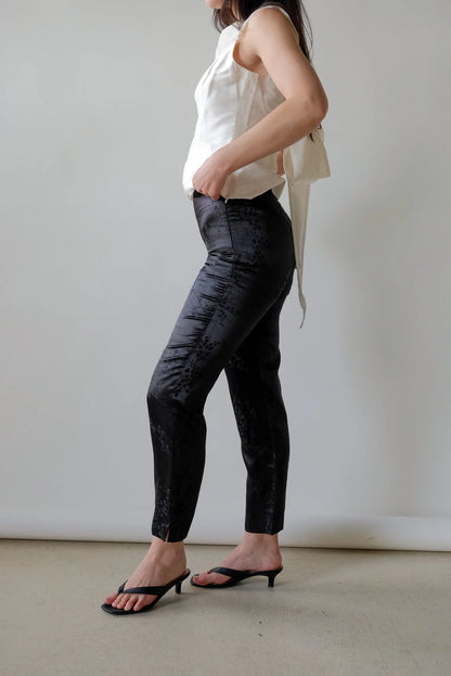 Onyx Satin Embossed Pants