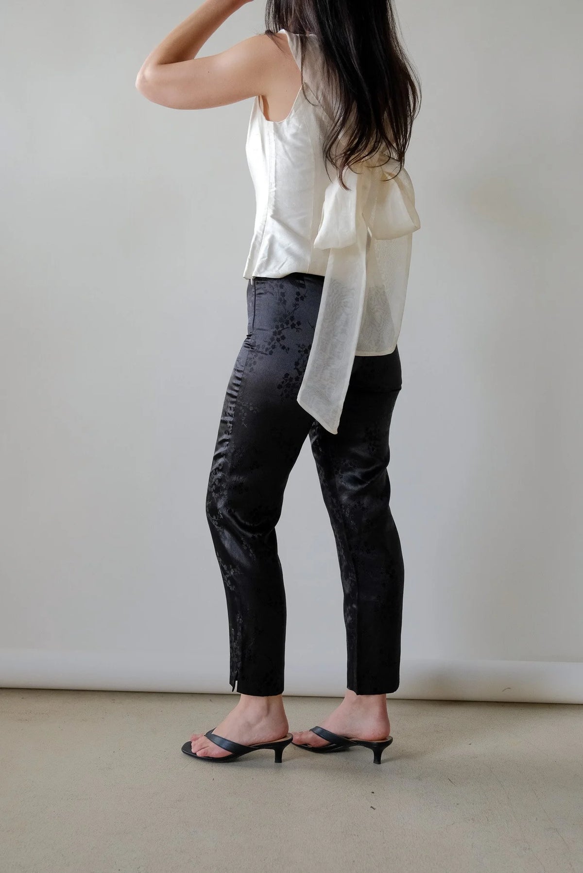 Onyx Satin Embossed Pants