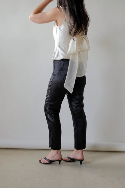 Onyx Satin Embossed Pants