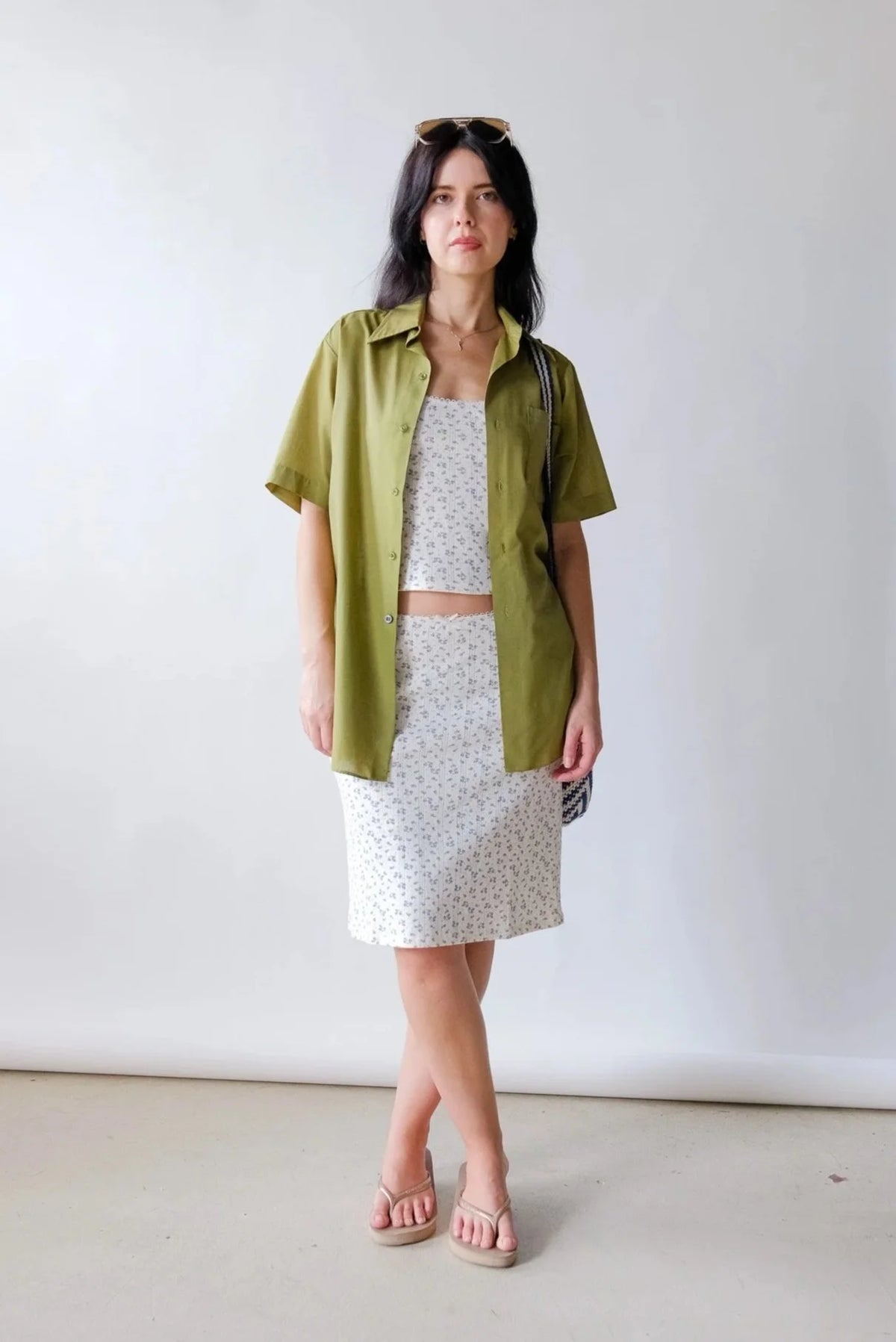 70's Key Lime Button Up