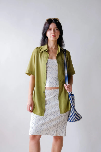 70's Key Lime Button Up
