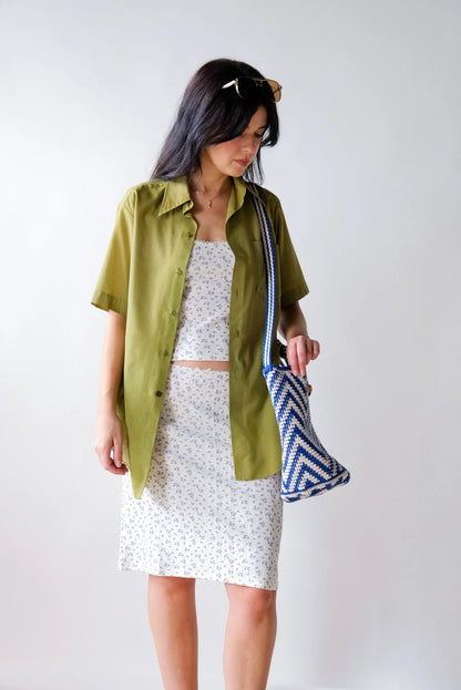 70's Key Lime Button Up