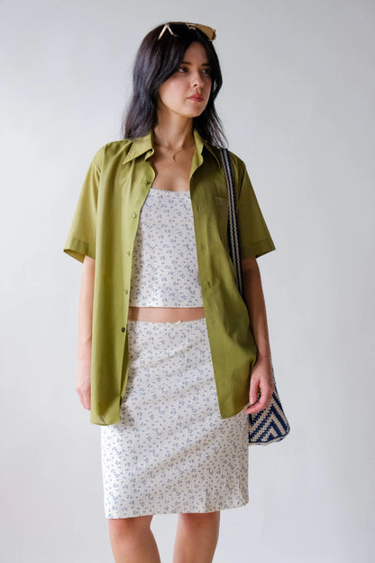 70's Key Lime Button Up