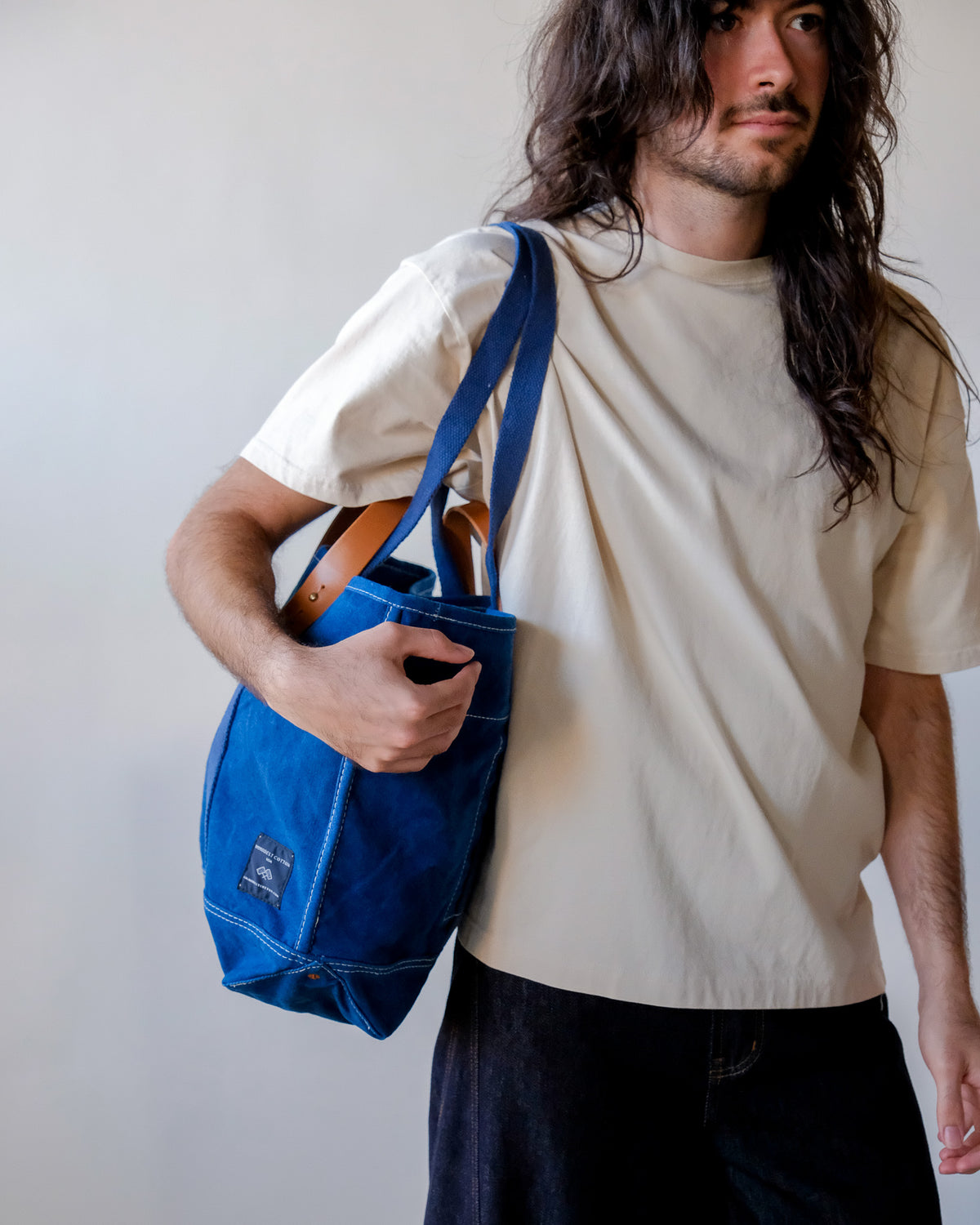 Small East West Tote in Indigo