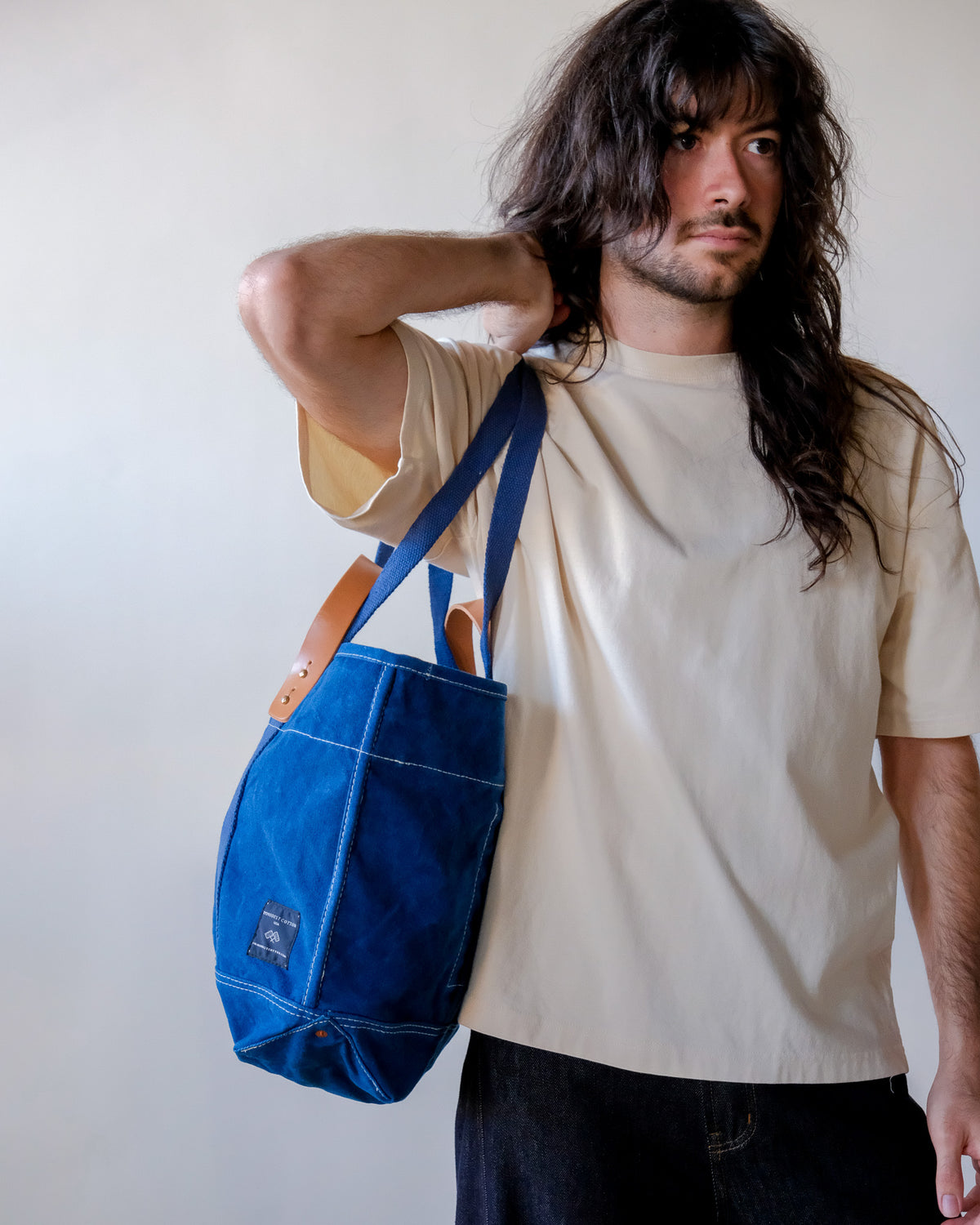 Small East West Tote in Indigo
