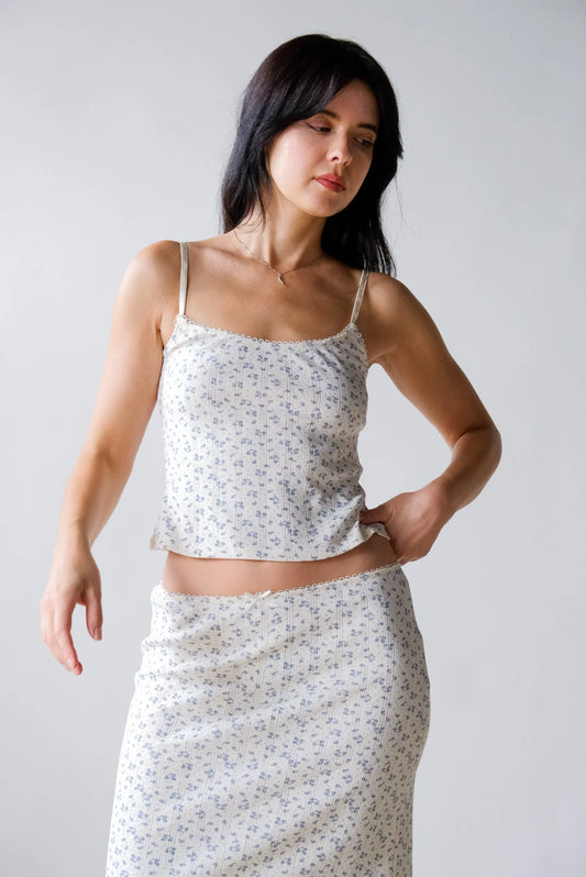 Jean Pointelle Top in Floral