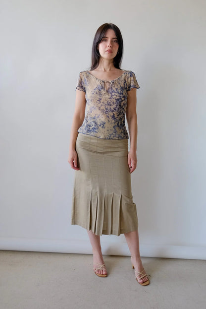 Beige Pleat Skirt