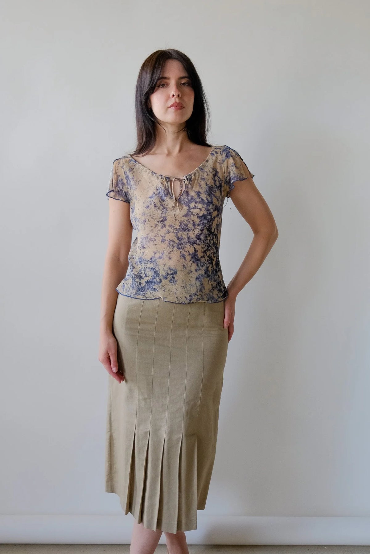 Beige Pleat Skirt