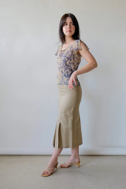 Beige Pleat Skirt